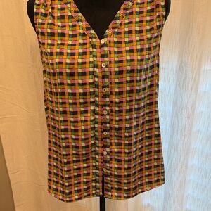 Multicolor Checkered Sleeveless Top